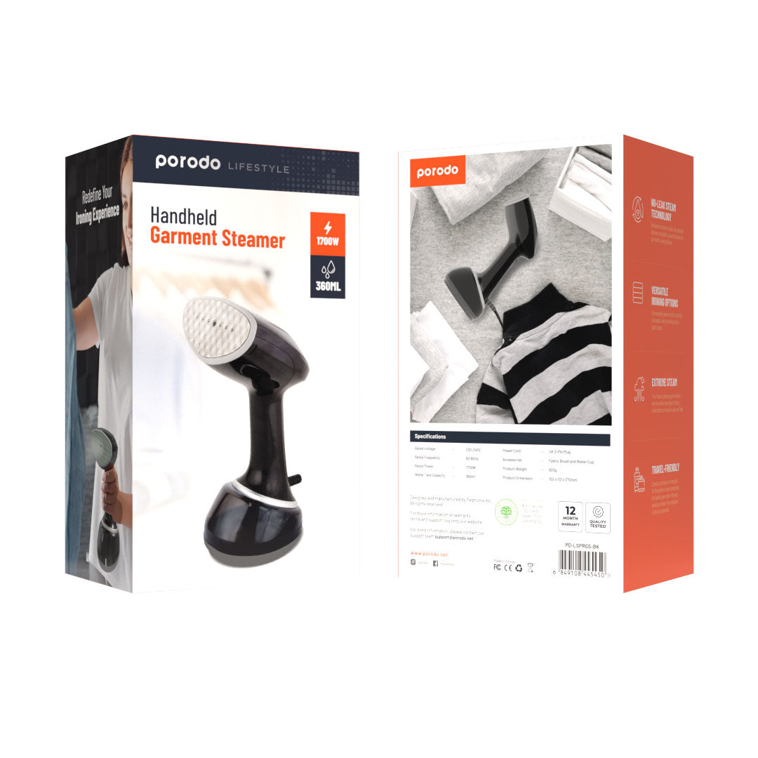 Porodo Lifestyle Handheld Garment Steamer - Black Porodo Lifestyle Handheld Garment Steamer - Black